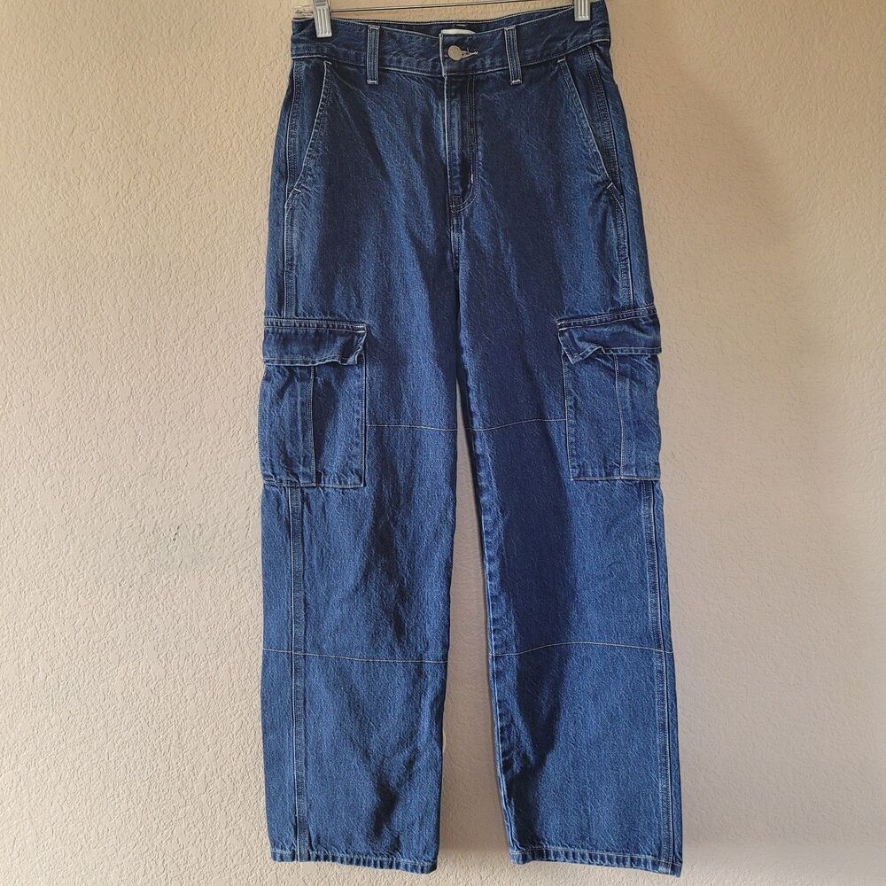 Aritzia Sunday Best Jeans Womens Size 0 Blue Wide Leg Baggy Cargo Y2K Style